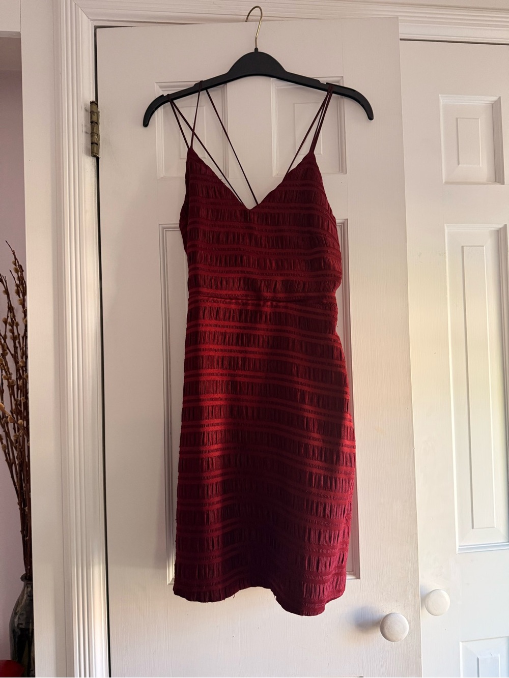 Endless Rose Wine Red Strappy V-Neck Mini Dress